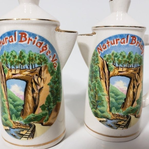 Dining Vintage Natural Bridge Virginia Ceramic Salt Pepper Shakers